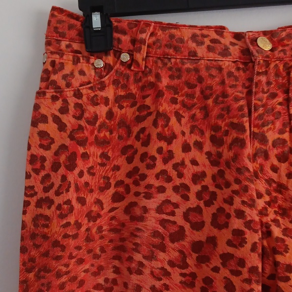 Blumarine Animal Print Floral Embroidered Cropped Jeans #1987 - Picture 3 of 9